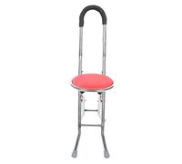 NSXAYIWECanne De Marche avec Siège, Chaise Ronde Pliante en Acier Inoxydable, Canne De Marche pour Personnes âgées, Canne avec Siège Compatible pour Les Personnes âgées en Promenade