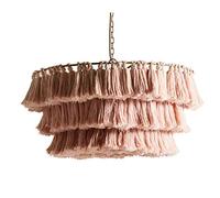 NSXBY Coton Tissé Lustre Simple,Macrame Lampshade Lustre En Forme De Gland,Boho Wedding Hanging Handwoven Décoration De La Maison-Rose. 50 * 32cm