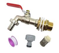 NSXIN Robinet Cuve 1000L, Robinet à Bille, Robinet 1/2 Pouces en Laiton, Résistant à la Rouille et au Gel, Robinet D'arrosage à Sphère, Robinet Eau Jardin (1/2" Auslaufhahn mit Base+ Filtersieb)