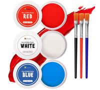 nsxsu Kit de peinture professionnelle pour le visage d'Halloween blanc + rouge + bleu 165 g pour enfants et adultes, kit de peinture corporelle avec pinceaux pour Halloween, SFX, maquillage, cosplay