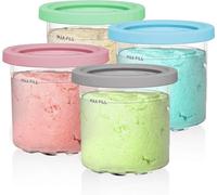 NSXVIA Lot de 4 bacs à glace pour Ninja Creami Deluxe NC301 NC300 NC299AMZ NC299 - Gobelets de rechange avec couvercles anti-fuite - Sans BPA et passe au lave-vaisselle - Accessoires pour machine à