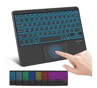 Nsyee Clavier Bluetooth 7 couleurs avec pavé tactile pour iOS/Windows | Clavier sans fil avec pavé tactile, rétroéclairé, rechargeable et silencieux, design fin et portable, large compatibilité