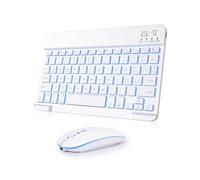 Nsyee Clavier et souris sans fil, clavier Bluetooth universel rétro-éclairé portable ultra fin rechargeable, pour iPad/Tablette/PC/iOS/Android/Windows/Samsung/Lenovo, disposition italienne, blanc