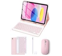 Nsyee Étui avec clavier Bluetooth amovible avec crayon et souris pour iPad 10e/11e génération A16 11" 2025, rose