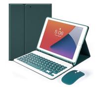Nsyee Étui avec clavier Bluetooth amovible pour iPad 9e/8e/7{^>e<^} génération 10,2", avec porte-crayon et souris pour iPad 9e/8e/7ème génération et iPad Air 3{^>e<^} 10,5"/iPad Pro 10,5", vert