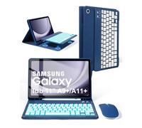 Nsyee Étui avec clavier rétroéclairé avec souris compatible avec Galaxy Tab A11 Plus 2025 11" (SM-X310/SM-X315/SM-X236), A9 Plus 2023 11" (SM-X210/X215/X216) - Étui avec clavier Bluetooth amovible