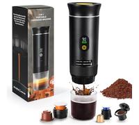 Nsyee Machine à expresso électrique portable 3 en 1, avec écran LED, auto-chauffante, USB-C, cafetière électrique de voyage, compatible avec grandes et petites capsules/café moulu, pour camping