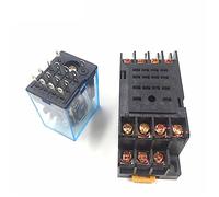 NSZVYJFBQ 10 Ensembles MY4NJ Micro Relais électromagnétique électronique 5A 14PIN Bobine 4DPDT avec Base de Prise PYF14A DC12V 24V AC110V 220V LED(DC 12V)