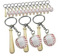 NTALJC 16pcs Keychains de baseball Keychains Sports Theme Anneaux clés pour les garçons Favors Pendants Sports Conception légère pour la gestion clé