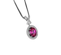 NTALJC 2.6ct Collier de pendentif en argent saphir rose créé pour les femmes Not de boucle de pierre précieuse sans chaîne