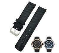 NTALJC 22mm Fluorine Rubber Watch Strap Soft Black Blue Watch Bands for FAMILY for Men