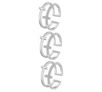 NTALJC 2pcs Cross Ring anneaux pour les adolescentes anneaux ouverts pour les femmes anneaux ajustés anneaux gothiques pavés pour femmes anneaux chrétiens pour femmes anneaux goth