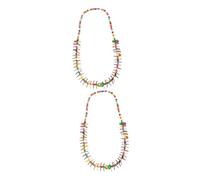 NTALJC 2pcs Wafer Vintage African pour femmes Boho Beach Colliers Bracelet Retro Decor Locket Miss Vêtements Bijoux de coque à coco perle