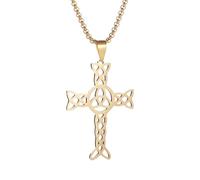 NTALJC Amulets Collier de croix celtique nœud éternel pour hommes, religous Jésus Celtic Cross Pendant - Collier de croix celtique pour hommes, Collier cross Irish Femme Birthday