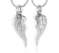 NTALJC Angel Wing Crémation Bijoux Urn Collier For Ashes - As en acier inoxydable Ashes PENDANTS Souvent bijoux pour les femmes Men-Sliver