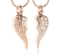 NTALJC Angel Wing Crémation Bijoux Urn Collier For Ashes - As en acier inoxydable Ashes PENDANTS Souvent bijoux pour femmes Men-Rose