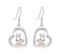 NTALJC Animal Earrings Silver Cat/Panda/Dog/Owl/Butterfly/Peacock Dangle Earrings Cute Animal Jewellery Gift for Women