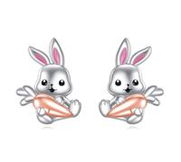 NTALJC Animal Earrings Silver Cat/Pig/Dinosaur/Cow/Frog/Hedgehog/Turtle Stud Earrings Cute Animal Jewellery Gifts for Women Girls