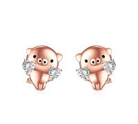 NTALJC Animal Earrings Silver Cat/Pig/Dinosaur/Cow/Frog/Hedgehog/Turtle Stud Earrings Cute Animal Jewellery Gifts for Women Girls
