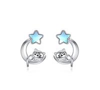 NTALJC Animal Earrings Silver Cat/Pig/Dinosaur/Cow/Frog/Hedgehog/Turtle Stud Earrings Cute Animal Jewellery Gifts for Women Girls