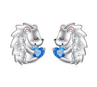 NTALJC Animal Earrings Silver Cat/Pig/Dinosaur/Cow/Frog/Hedgehog/Turtle Stud Earrings Cute Animal Jewellery Gifts for Women Girls