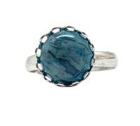 NTALJC Anneau d'apatite naturel Crystal Round Round Ajustement Ajustement de pierre ouverte des femmes