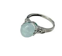 NTALJC Anneau de balle aigue-marine naturel anneau de couleur cristal ajusté ajusté en pierre ouverte des femmes anneau de pierre ouverte de la femme reiki anne