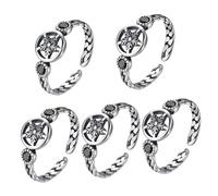 NTALJC Anneau de pentagram anneaux vintage pour les femmes empiler les anneaux anneau pour femmes bague ouverte ouverte d'anneau gothique cool anneau de manchette ouverte femme ouverte anneau à cinq