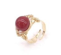 NTALJC Anneau d'onyx rouge naturel en cristal rond Ring Ring ajusté A réglable Anneaux de pierre ouverte pour femmes Reiki Balance Anne
