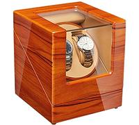 NTALJC Automatic Watch Winder Box Automatic Double Watch Winder Box Luxury Wooden Storage Case 5 Rotation Mode AC Adapter and Battery Powered