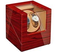 NTALJC Automatic Watch Winder Box Automatic Double Watch Winder Box Luxury Wooden Storage Case 5 Rotation Mode AC Adapter and Battery Powered