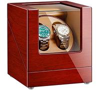 NTALJC Automatic Watch Winder Box Automatic Double Watch Winder Box Luxury Wooden Storage Case 5 Rotation Mode AC Adapter and Battery Powered