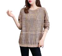 NTALJC Autumn-Winter Vintage Striped O-Neck Long Sleeve Sweater Loose Casual All-Match Bottoming Pullovers