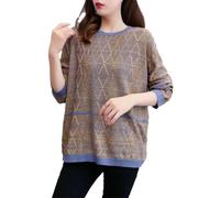 NTALJC Autumn-Winter Vintage Striped O-Neck Long Sleeve Sweater Loose Casual All-Match Bottoming Pullovers