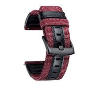 NTALJC Bands de montres Tissu en toile classique avec bracelets de montre hybride en cuir authentique Remplacement avec boucle noire 18/20 / 22 mm