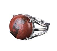 NTALJC Big Big Jasper Ring Crystal Round Round Ajustement Ajustement des anneaux de pierre ouverte pour femmes Reiki Balance Anne