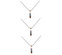 NTALJC Bijoux coloré pierre brute chakra pendentif collier ras du cou pour femme méditation pierre précieuse collier cordon cuir bijoux