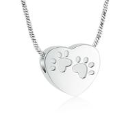 NTALJC Bijoux de crémation imprimement imprimé pour cendres Collier de patte de patte Heart pour chat Urn Liscolt Memorial Pendant Collier pour femmes-sliver
