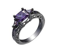 NTALJC Blackring plaqué pour les femmes 18CT, promesses bagues de fiançailles pour sa bague de fiançailles en zircone cubique en forme de zircone