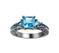 NTALJC Blackring plaqué pour les femmes 18CT, promesses bagues de fiançailles pour sa bague de fiançailles en zircone cubique en forme de zircone