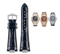 NTALJC Bracelet de montre en cuir véritable avec encoche 25 x 13 mm + connecteur pour Patek Philippe Nautilus 5711 5726 5712g