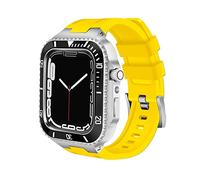 NTALJC Bracelet de montre en silicone en métal et acier inoxydable pour Band 9 8 7 45 mm 6 SE 5 4 Series 44 mm