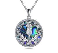 NTALJC Cadeaux écossais bijoux pour les femmes Silver Scotland Collier de chardon Agramone Colliers de pendentif à nœud celtique pour filles