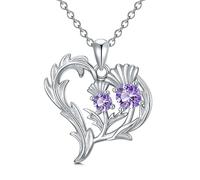 NTALJC Cadeaux écossais bijoux pour les femmes Silver Scotland Collier de chardon Agramone Colliers de pendentif à nœud celtique pour filles