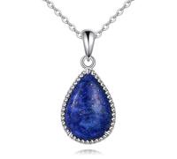 NTALJC Collier argenté Lapis Lazuli/turquoise/noir Onyx/quartz rose/ambre/lune de lune Collier en larmes Bijoux pour femmes