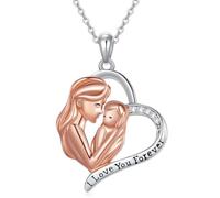 NTALJC Collier argenté Mère enfant/mère fille/infinité/coeur/rose Collier pendentif Jewellery Gift For Women