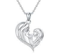 NTALJC Collier argenté Mère enfant/mère fille/infinité/coeur/rose Collier pendentif Jewellery Gift For Women