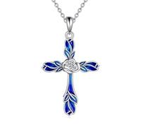 NTALJC Collier croisé pour les femmes Siltic celtique Rose Cross Pendant