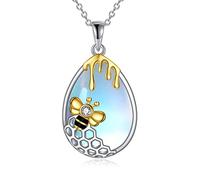 NTALJC Collier de lune de lune argenté Ladybug/abeille/colibri insecte moon insecte en larme