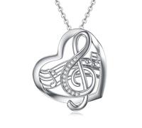 NTALJC Collier de note de musique pour femmes argent tremble clef coeur pendentif note de musique note bijourie pour music lover femme adolescents filles
